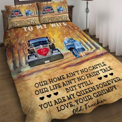 To my wife car and couple 3pcs Quilt pillowcase Bedding Set Quilted Duvet Cover Bed Cover Set Home Textiles