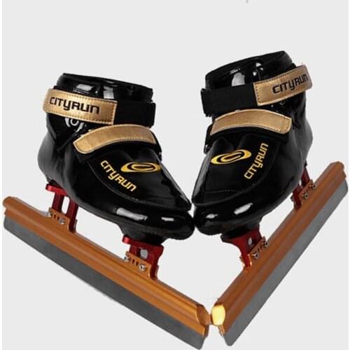 New Come short track ice skates patines CITYRUN glassfiber Velcro boot advanced 55 380mm 410mm 430mm ice blade knife 165mm race