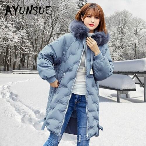 Duck Down Jacket Women Clothes 2020 Winter Coat Women Korean Fox Fur Collar Hooded Puffer Jacket Women Warm Parka 9082 YY2184