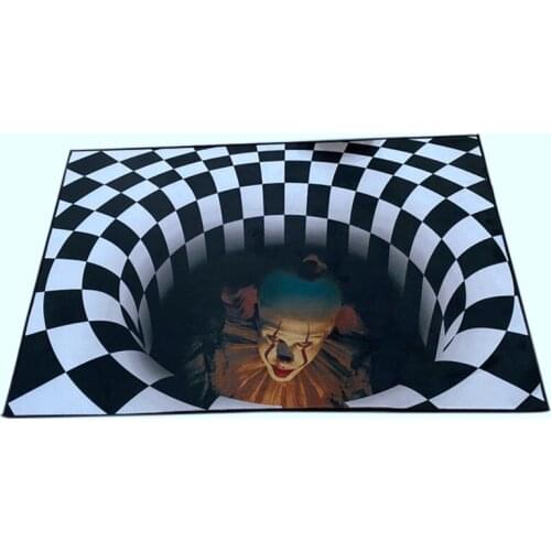 Clown Trap Visual Carpet Living Room Bedroom Floor Mat 3D Halloween Carpet Sewer Manhole Cover Clown Horror Home Carpet
