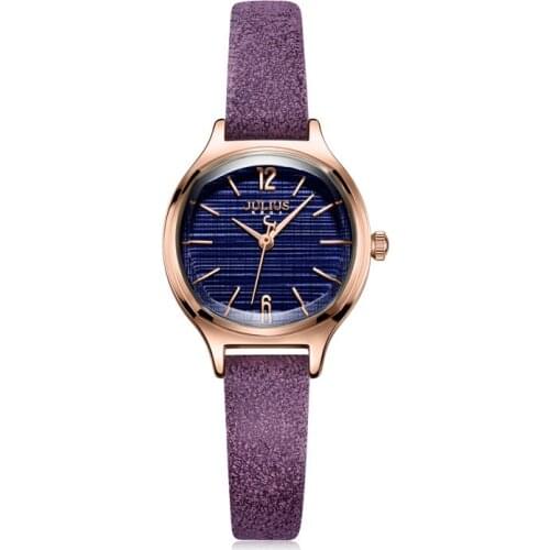 Womens Watch Miyota Quartz Hours Simple Fine Fashion Dress Real Leather Clock Bracelet Girls Retro Birthday Gift Julius Box