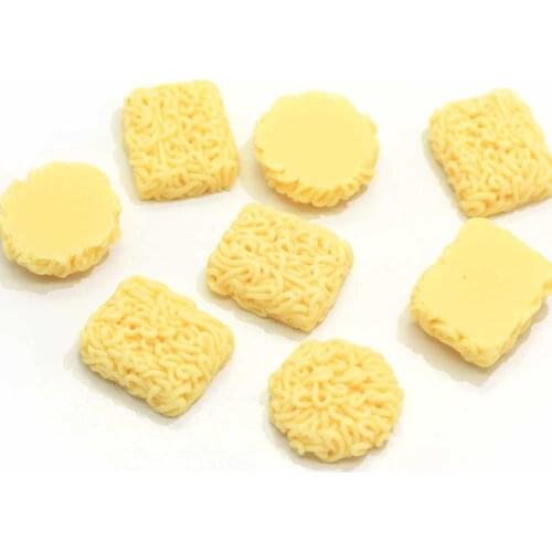 50/100 pcs Cute Resin Instant Noodles Square Shape Round Shape Resin Ramen Noodle Charms Cabochons Kawaii Noodles Food Cabs