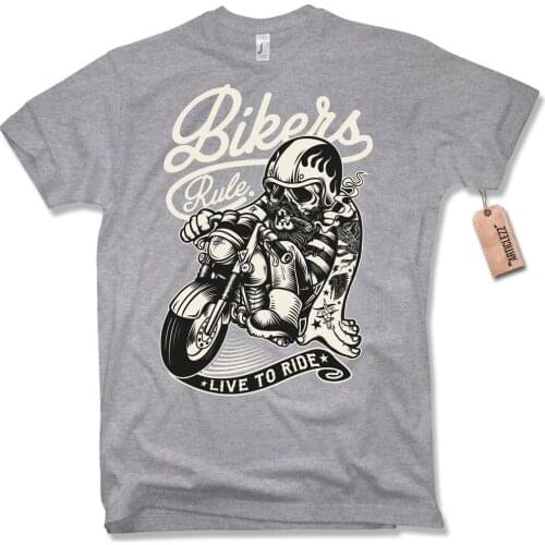 2019 Fashion T-Shirt - LIVE TO RIDE - Biker Moto Tete De Mort Coton S M L XL XXL Tee shirt