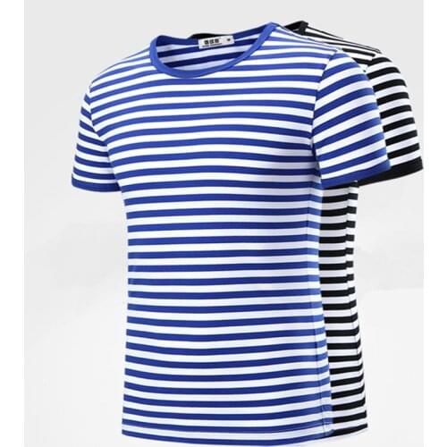 Couples dress plus size wholesale Fashion stripe T-Shirts Men 2019 New Summer Shirts For Mens Casual Mens t shirt S-4XL