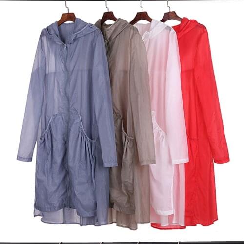 2021 Summer New Sun Protection Clothing Womens Long Casual Jacket Loose Large Size Sun-Proof Clothing Outerwear Female Coat 216