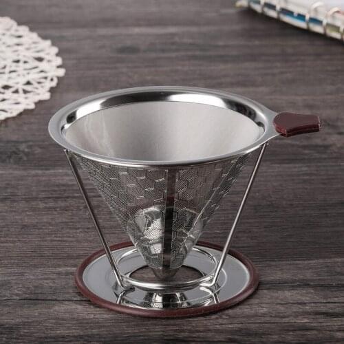 New Double Filter Stainless Steel Hand Coffee No-Filter Paper Strainer Drip Funnel Filter Cup Barista Poured Coffee Pot Filter
