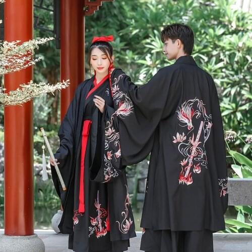 Couples Traditional Chinese Clothing Hanfu Robes Embroidery Ancient Martial Arts Tang Suit Japanese Samurai Kimono Haori Skirts