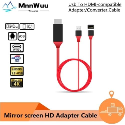 USB To HDMI-compatible Converter for Lightning To Mirroring Av Cable Phone To Hdtv Adapter Universal for Iphone Android USB C
