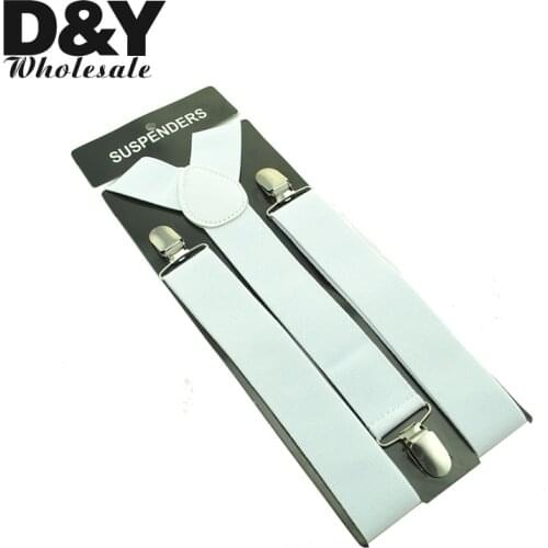 Women MenS Shirt Suspenders For Trousers Pants Holder Clip-on Braces Elastic 3.5cm Wide White gallus Wholesale Gift Brand Design