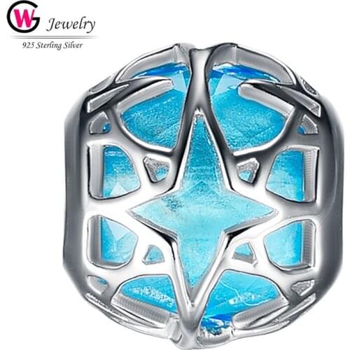 Women Charm Bead Authentic 925 Silver Jewelry Making Female Charm Pendants Fit For Bracelets Accessoreis Blue Mujer
