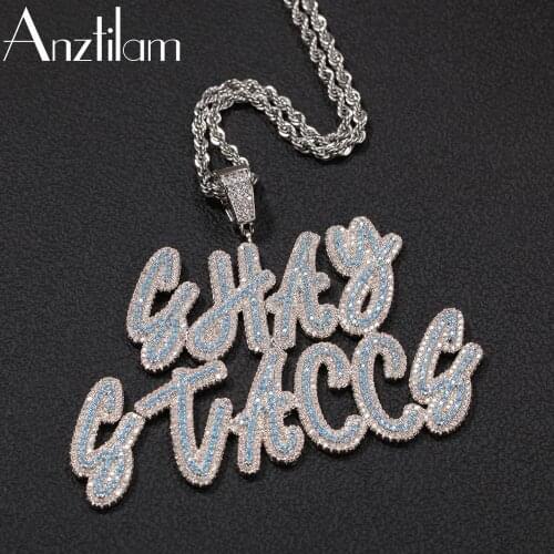 All New Hip Hop Custom Name Letters Pendant Gold Blue Color Iced Out Zirconia For Women Mens DIY Jewelry Free Shipping