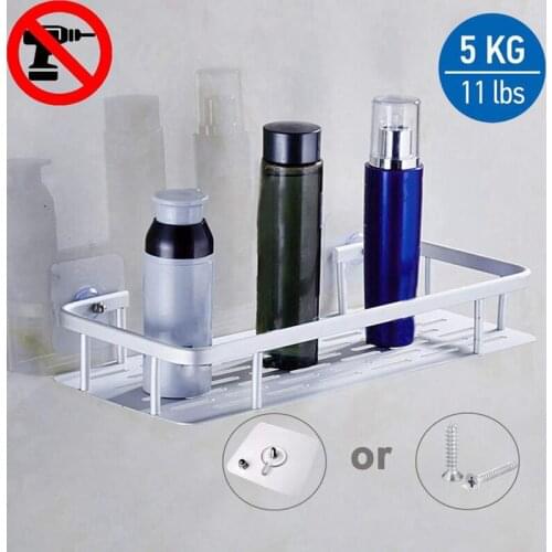Shelf Shower Shelf Adhesive Aluminum Shower Caddy For Shampoo Holder Kitchen Rack Storage Organizer No Drilling Rectangle Wall M