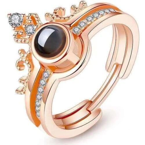 Luxury Female Bridal Wedding Ring Set Fashion I Love You 100 Languages Projection Ring Love Romantic Memory Lovers Ring Jewelry