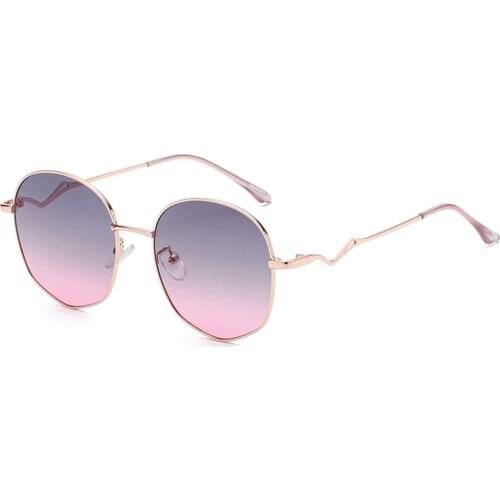 Vintage Irregular Round Sunglasses Men Women Metal Trendy Hollow Legs Sun Glasses UV Eyewear Gradient Pink Lens Oculos Feminino