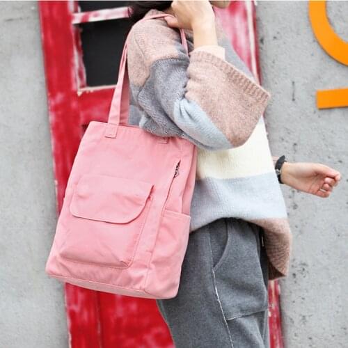 Bags for women Casual Girls Canvas Student Handbag Solid Color Reusable Waterproof Shoulder shopper Bag