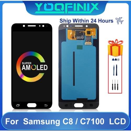 Super AMOLED For Samsung Galaxy C7 2017 LCD SM-C710F SM-C7100 C8 Display LCD Touch Screen Digitizer Display Replacement Parts