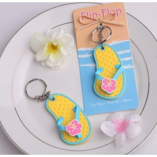 Bridal Shower Favors "Flip Flop" Tropical Flower Key Chain Favors+200pcs/Lot+FREE SHIPPING