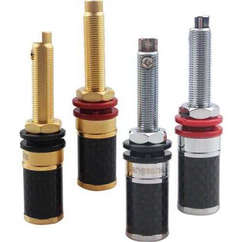 High-end Red Copper Carbon Fiber Binding Post Gold / Rhodium-plated Terminal Banana Plug Jack Internal Line Interface