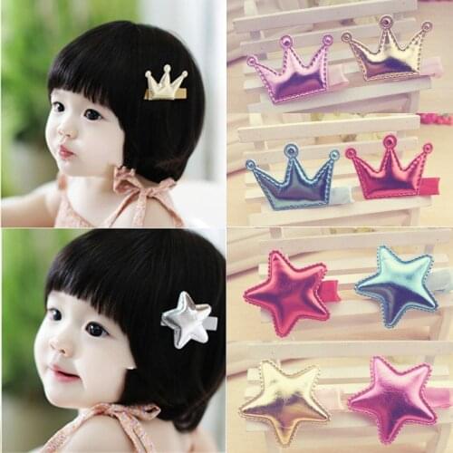 2pcs/lot New lovely Exquisite Shiny Childrens Crown star series Hair Clips Hot Hair Pins for Girls in Womens Hair Accessories