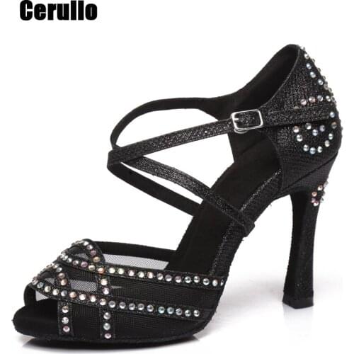 Womens Cow Leather Bottom Latin Dance Shoes Salsa Samba Sneakers Ballroom Tango Party Ladies Latin Dancing Shoes Heel 5cm A285