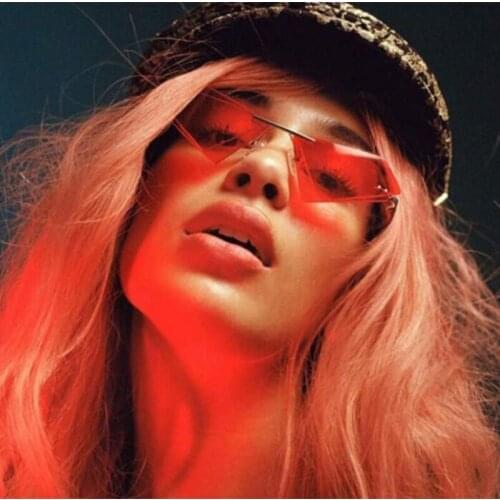 Hot Sexy Fashion Borderless triangle lens Sung lasses Womens Sunglasses UV400 Alloy frame /Free Shipping