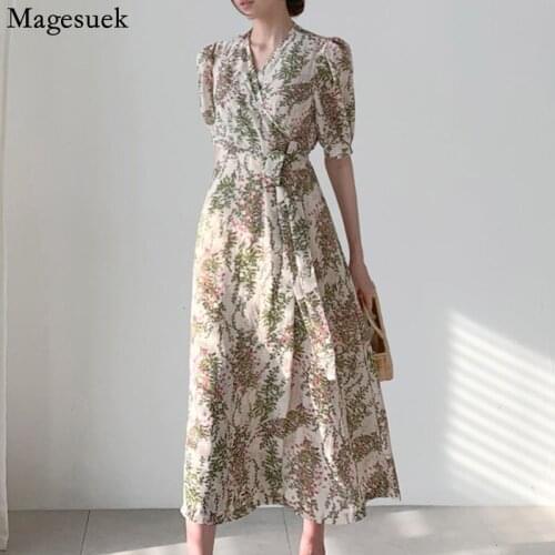 Vintage Lace Up Floral Party Dress Elegant Summer Dress Women Casual Print Long Dresses Split Sexy Plus Size Robe Vestidos 14518