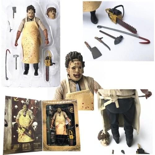 18cm NECA Leatherface Figure Movie 40th Anniversary Ultimate Leatherface Classic Terror Chainsaw Action Figure Model Toy