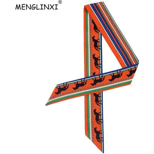2020 New Fashion Scarf Horse Print Women Silk Scarf Luxury Brand Head Scarf Handle Bag Ribbons Small Long Scarves Wholesale