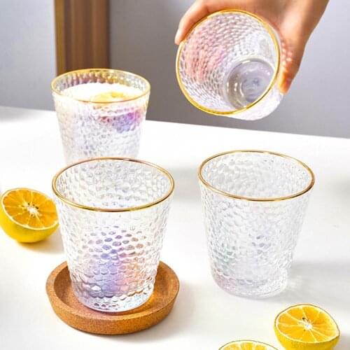 300/320/430ml Clear Gilding Calibre Water Cup Transparent Wine Coffee Juice Milk Mugs Tumbler Vodka Whiskey Cocktail Drinkware