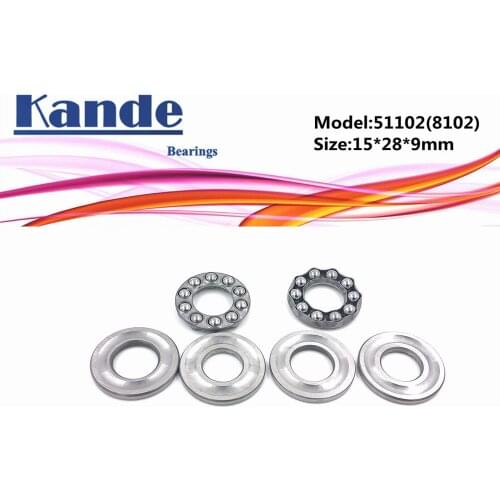 51102 8102 4pcs 15x28x9 bearing ABEC-1 Flat Thrust Ball Bearing 15x28x9mm Axial thrust bearing 8102 Kande Bearings