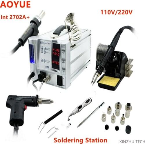 Aoyue Int 2702A+ Multifunction Quick Heating Lead Solder Iron Station Hot Air Gun SMD Rework Soldering Station