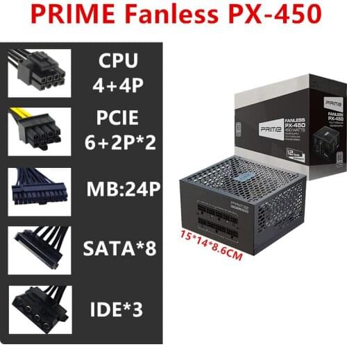 New PSU For Seasonic Full Modular 80plus Titanium Zero Noise Without Fan 450W Power Supply PRIME Fanless PX-450