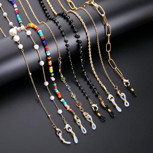 MOPAI Women Sunglasses Mask Chains Fashion Jewelry Multiple Acrylic Pearl Crystal Eyeglasses Chains 2021 Accessories Wholesale
