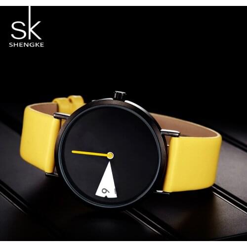 SK Quartz Wristwatches Watch Women SHENGKE Fashion Luxury Creative Montre Femme Top Brand Watches Leather Clock Reloj Mujer 2021