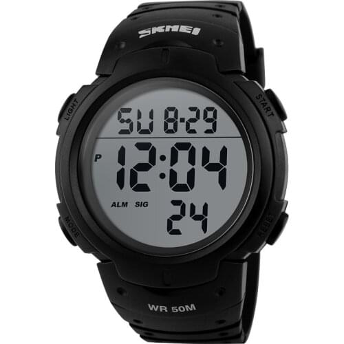 SKMEI Outdoor Sports Watch Men Big Dial Fashion Simple Watches Calendar PU Strap 5Bar Waterproof Digital Watch reloj hombre 1068
