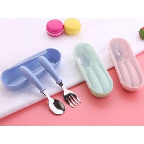 Baby Gadgets Tableware Set Children Utensil Stainless Steel Toddler Dinnerware Cutlery Cartoon Infant Food Feeding Spoon Fork