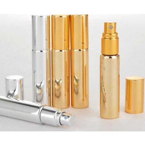 Travel Portable 10ML Refillable UV Glass Perfume Bottle With Aluminum Atomizer Empty Parfum Case LX3512