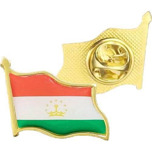 Tajikistan Flag Brooch Enamel Pins Electroplated Gold Badge Collar Pin Accessories