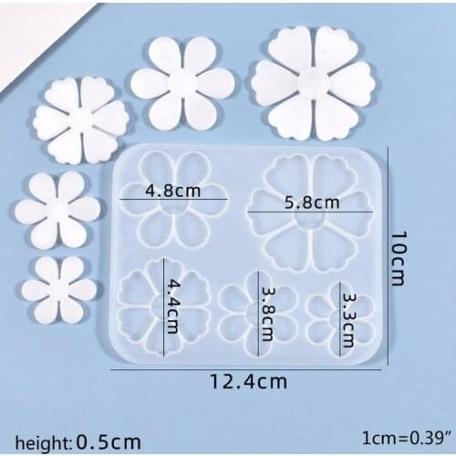 Crystal Epoxy Resin Mold Five Petals Listing Pendant DIY Crafts Silicone Mould A0NF