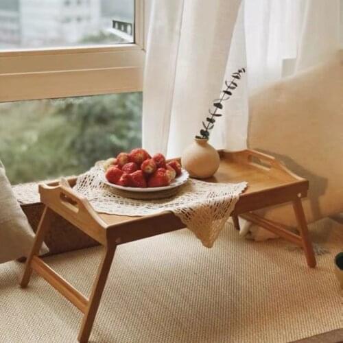 JOLOVE 50*30 Cm Mini BBQ Solid Wood Picnic Meal Folding Table Bamboo Dinner Plate Camping Table Bar Table Tray Desk 2021New