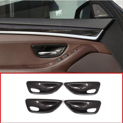 Carbon Fiber Style ABS Car Inner Inside Door Bowl Cover Trim For BMW 5 Series F10 520Li 528Li 525Li 2011-2016 Car Accessories
