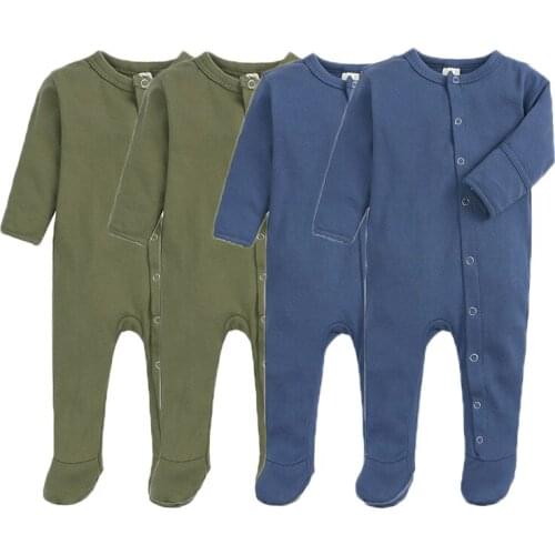 2PCS Solid Baby Girl Clothes Unisex Newborn Romper Cotton Baby Boy Clothes Autumn 0-12M One-Pieces Long Sleeve Ropa Bebe