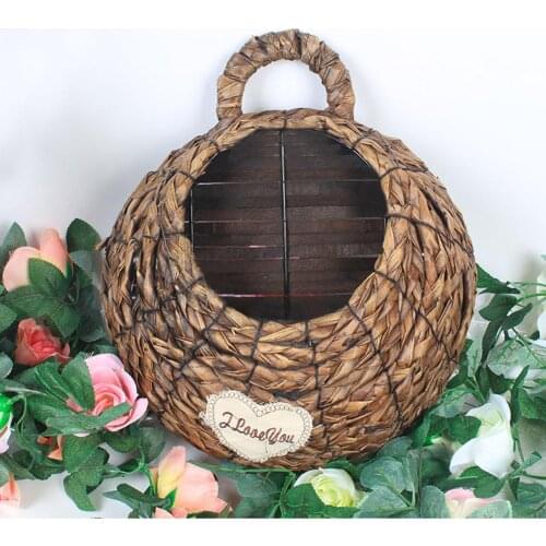 Flower Basket Natural Handmade Bamboo Hanging Basket Plant Pot Basket Decorative Storage Organizer For Patio Garden Balcony