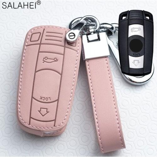 Leather Car Key Case for BMW E90 E60 E70 E87 3 5 6 Series M3 M5 X1 X5 X6 Z4 KeyChain Cover Remote Controller Key Holder