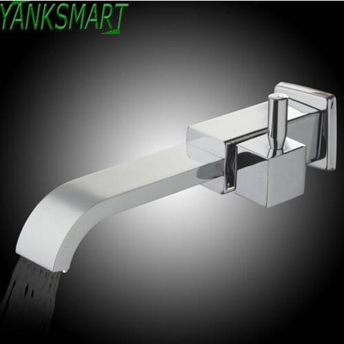 YANKSMART Chrome Polished Bathroom Bathtub Single Handle Faucets Only Cold Water Tap Wall Mount Rainfall Basin Sink Faucet