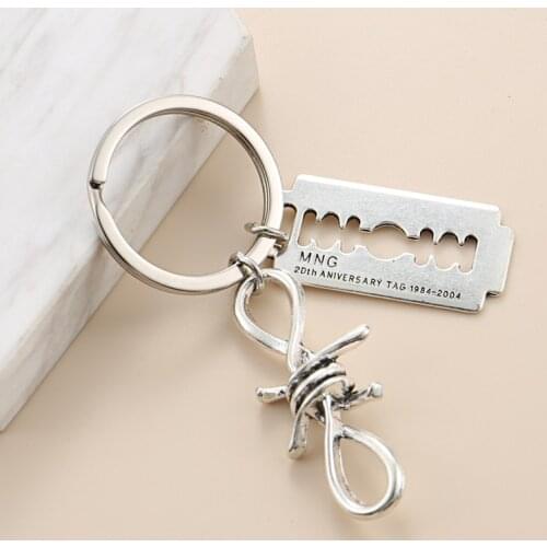 New Tool Keychain Leather Cord Knot Key Ring Razor Blade Key Chains Fathers Day Gifts DIY Car Hanging Jewelry Handmade