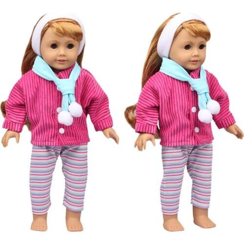 New Pattern Fashion Winter Plush Long Sleeve Pants 3-Piece Set Fit 18 Inch American 43cm Baby Doll Clothes Accessories,Girls Toy