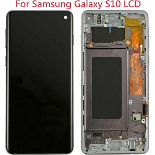 Original Super AMOLED touch screen for Samsung Galaxy S10 G973F LCD display with frame screen With lines or black dots