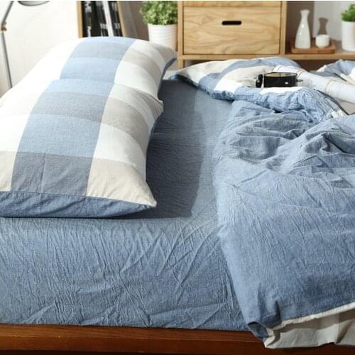 A Pair Japanese Style Cotton Body Pillow Case Pink Blue Gray Plaid Pillow Cases Single Couple Soft Boho Pillow Cover Home Decor