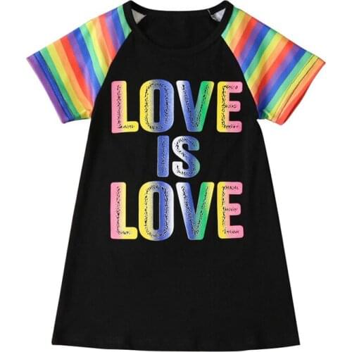 Baby Girls A-line Dress for Childrens Clothing Summer 2021 New Kids Colorful Letter Cartoon Print Dresses